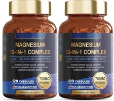 2Pack Totaria Magnesium 12 in 1 Complex 700mg - Glycinate Citrate Malate Taurate
