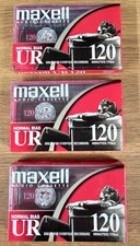 Lot of 3 Sealed Maxell Audio Cassette Tapes Blank Normal Bias UR 120