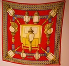 Hermes Feux de Route Silk Scarf Antique Carriage Lamps Red Carre 90 — photo 2