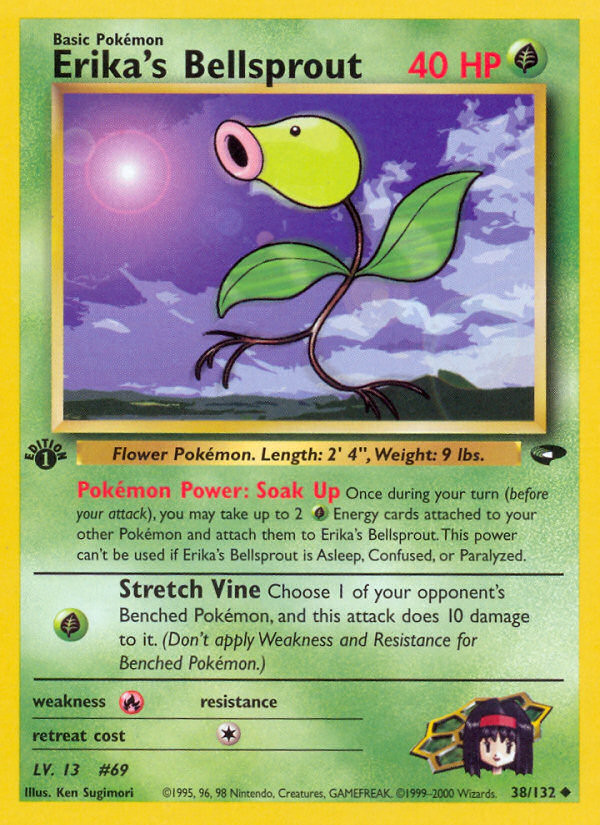 Erika's Bellsprout 38/132 Uncommon Gym Challenge Pokemon 1st Edition MP
