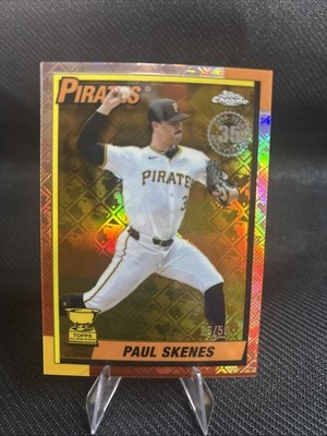2025 Topps Chrome Logofractor Paul Skenes Gold Refractor /50 #90CB-13 Pirate