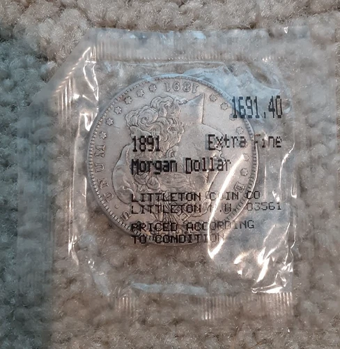 Morgan Dollar 1891 - Extra Fine - Littleton Coin Co - sealed
