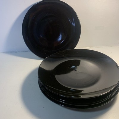 Set of 5 Royal Norfolk Black Dinner Plates   10.5 