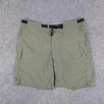 Vintage Patagonia Shorts Mens 34 Green Belted Hiking Nylon GI River 8'' Camping