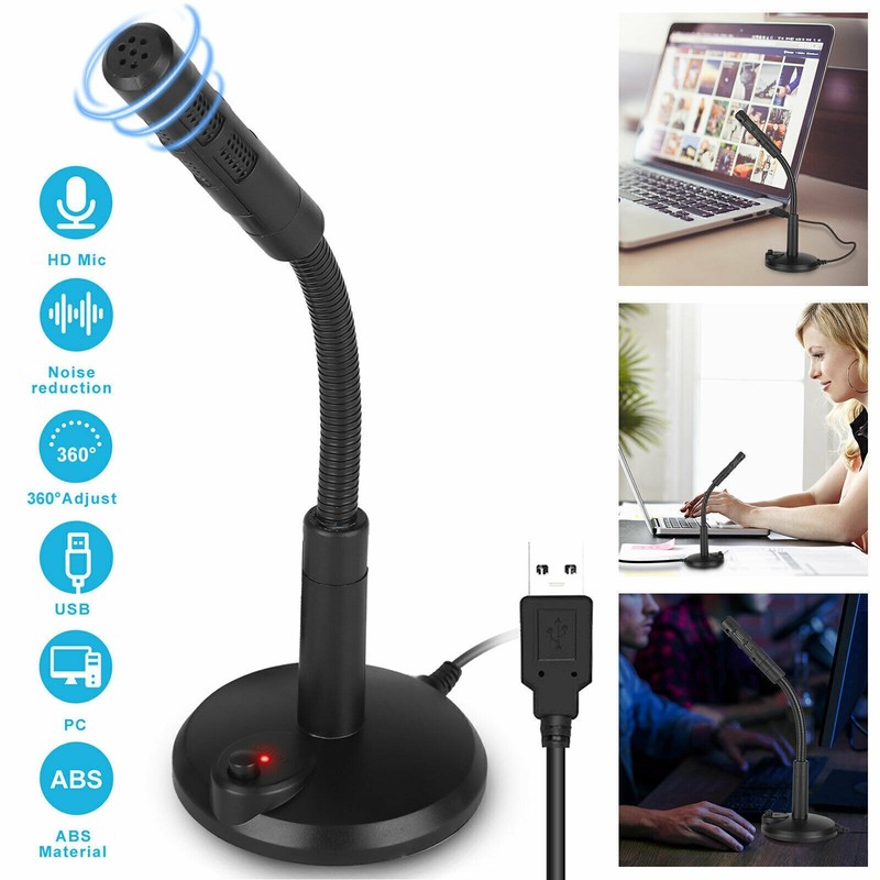 USB Computer Microphone Noise Canceling Voice Recording Mic for Laptop Desktop