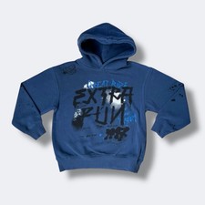 Zara Boys Hoodie Size 9-10 Blue Skate Graphic Pullover Cotton Blend Long Sleeve