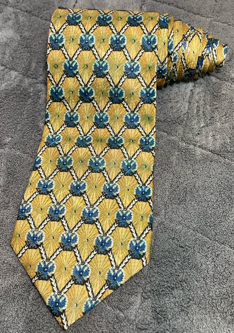 The Forbes Collection Gold Geometric Silk Men's Neck Tie 58
