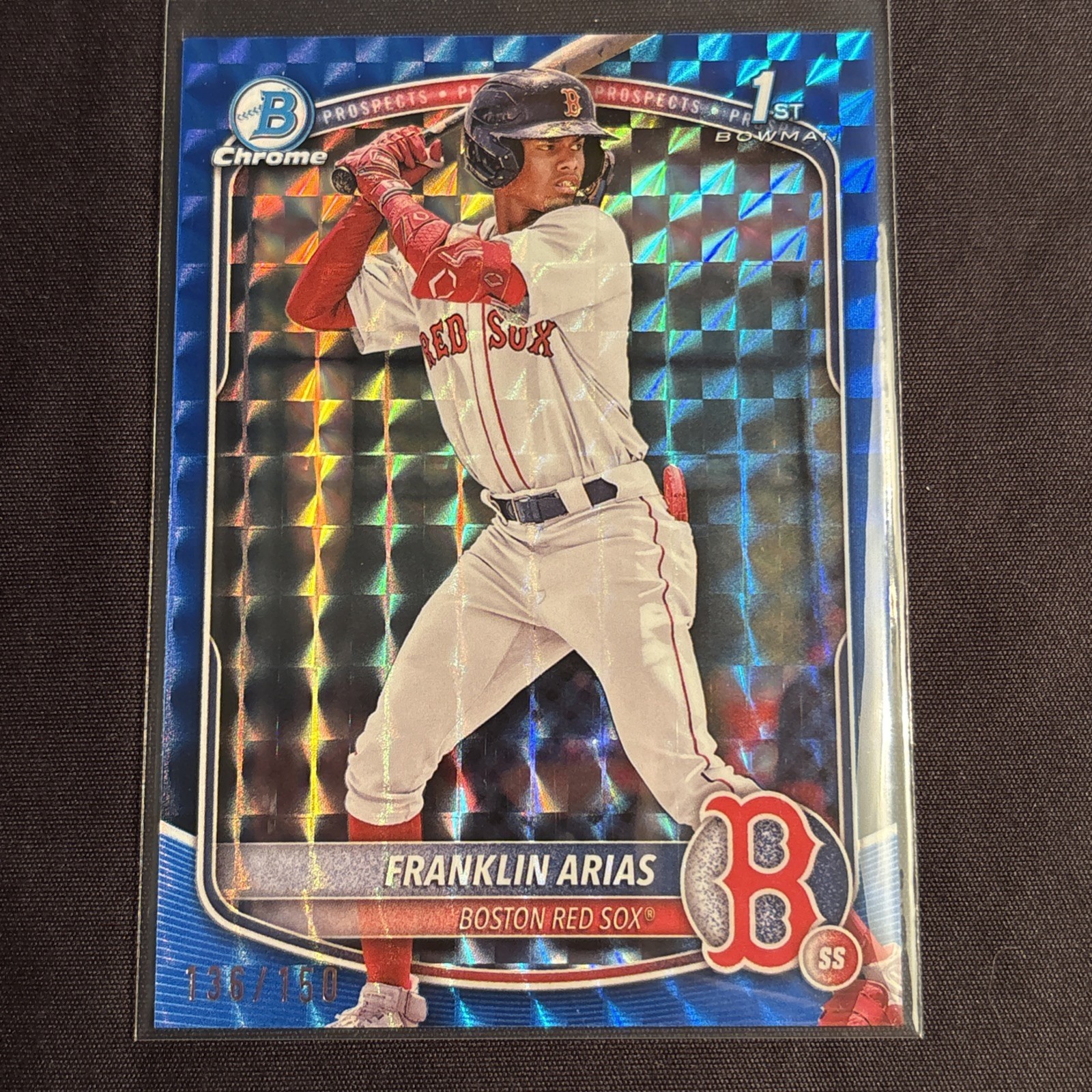 2025 Bowman Chrome Franklin Arias 1st Bowman Blue Geometric Refractor /150 SP
