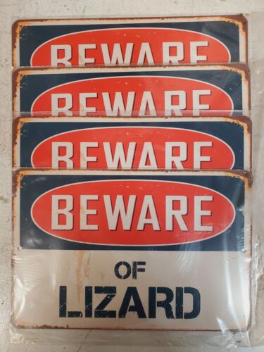 4 Qty Beware of Lizard Rustic Retro Signs V256 8