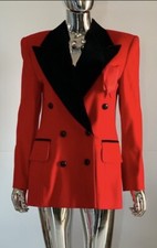 Vintage Escada Red Jacket With Black Celvet Collar