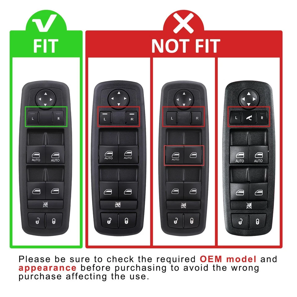 Master Window Control Switch for 2011-2017 Dodge Charger Ram Chrysler 68231805AA - Изображение 2 из 4