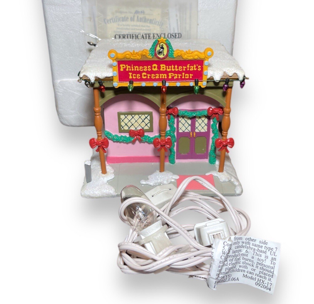 Hawthorne Village Simpsons Christmas Phineas Ice Cream Parlor COA 