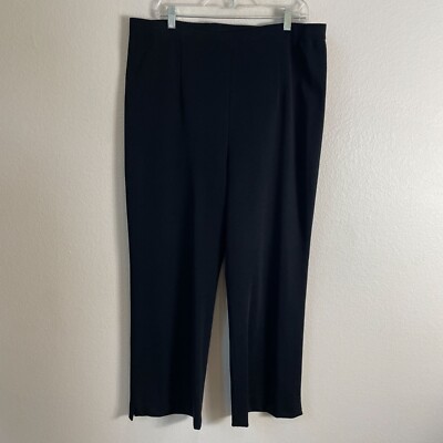 Exclusively Misook Womans Plus 1X Black Stretch Pants High Waist Pull On