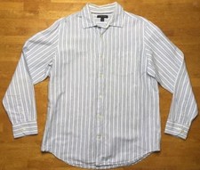 Banana Republic Men's Blue, Yellow Striped Long Sleeve Dress Shirt Large 16