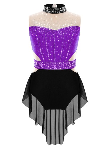 Kids Girls Costume Overlay Dress Recital Dancewear Performance Dance Ballet - Picture 54 of 60