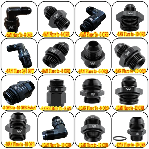 -6/-8/-10/-12an Flare to  ORB O Ring Boss Adapter AN Fitting ORB Aluminum SWIVEL