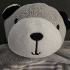 Lightning Bug Lovey Baby Security Blanket Gray Striped Plush Teddy Bear Knotted
