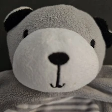 Lightning Bug Lovey Baby Security Blanket Gray Striped Plush Teddy Bear Knotted