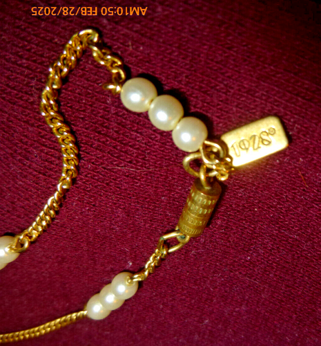 1928 Women’s Locket Pendant Necklace Gold Tone Metal Faux Pearl Heart 18” - Picture 2 of 7