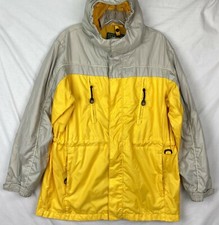 L.L. Bean Nylon Hooded Jacket Size KID 18 XL Windbreaker Yellow Gray/Silver READ