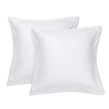 European Pillow Shams Set of 2 White Euro Shams 100 Natural Cotton 800TC Pre...