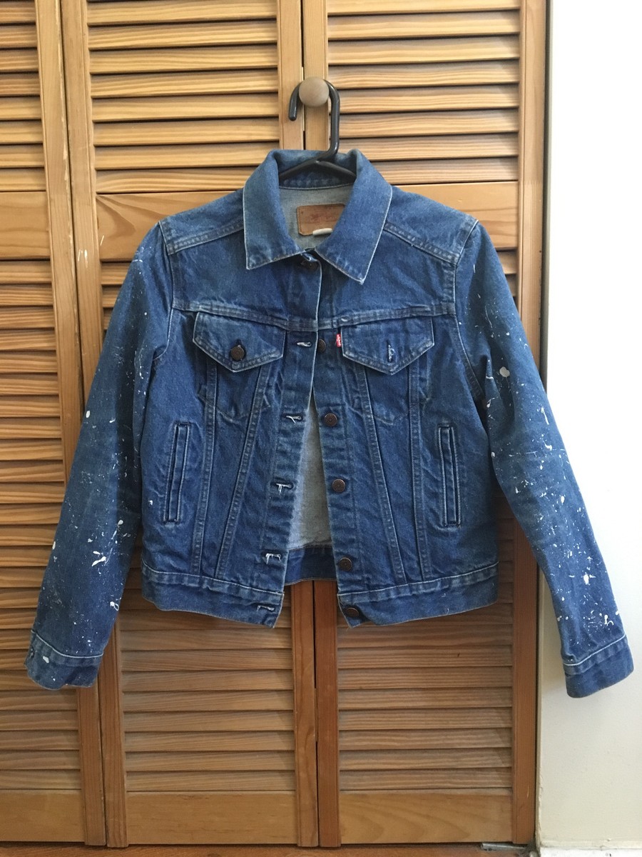 デザイン Vintage Levi's Jean Jacket With Hand Painted One Of A Kind Size S