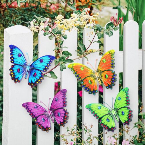 Metal Butterfly Set 3D Wall Art Indoor Outdoor Home Garden Fence Decor Sculpture - Picture 3 of 7