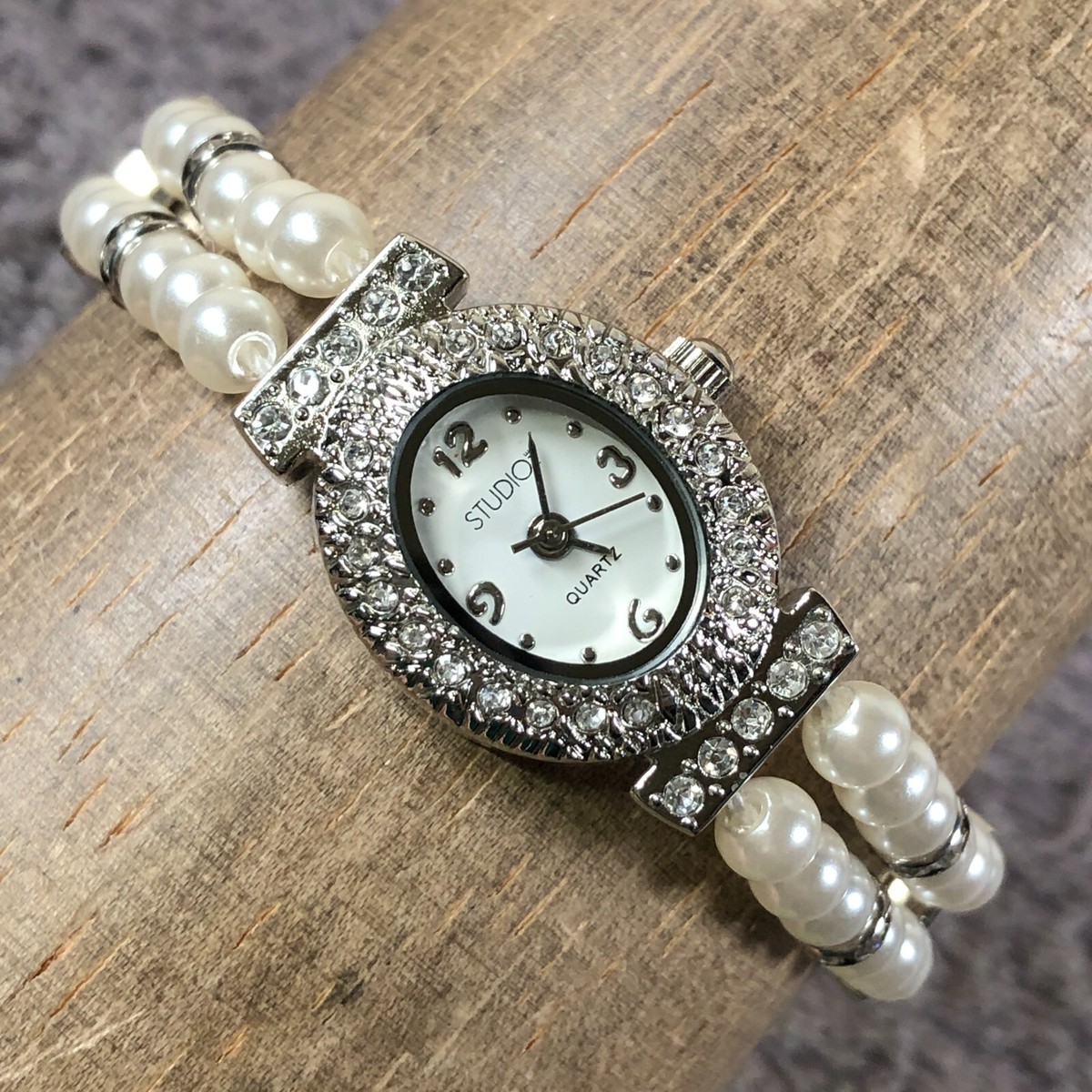 Women\'s Beaded bracelet watch Painted Bead Pull Tie Watch in Mauve | Altar main image 2