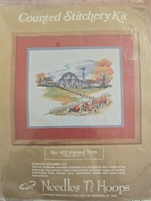 NEEDLES 'N HOOPS - COUNTED CROSS STITCHERY KIT NO. 452 - HARVEST TIME 10" X 12"