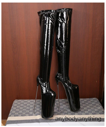 35-47 Übergröße 30 cm super hoher Stilettoabsatz Damen & Plateau Overknee Stiefel Reißverschluss - Bild 18 von 31