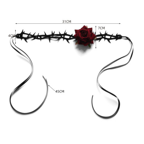 Collana Choker Fiore Rosa Retro Velluto Donna Abito Gotico Gioielli Catena Collare - Foto 7 di 18
