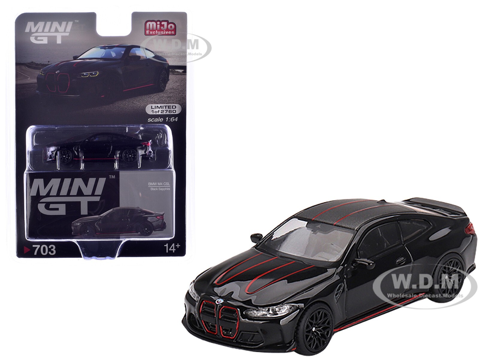 МОДЕЛЬ АВТОМОБИЛЯ BMW M4 CSL BLACK SAPPHIRE 1/64 ОТЛИТАЯ ПОД ДАВЛЕНИЕМ MINI GT MGT00703