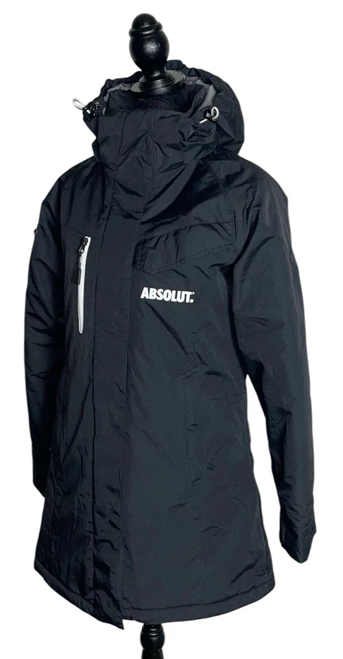 Chaqueta vintage Matterhorn para mujer negra acolchada forrada abrigo con capucha talla 38 Foto 4 de 4