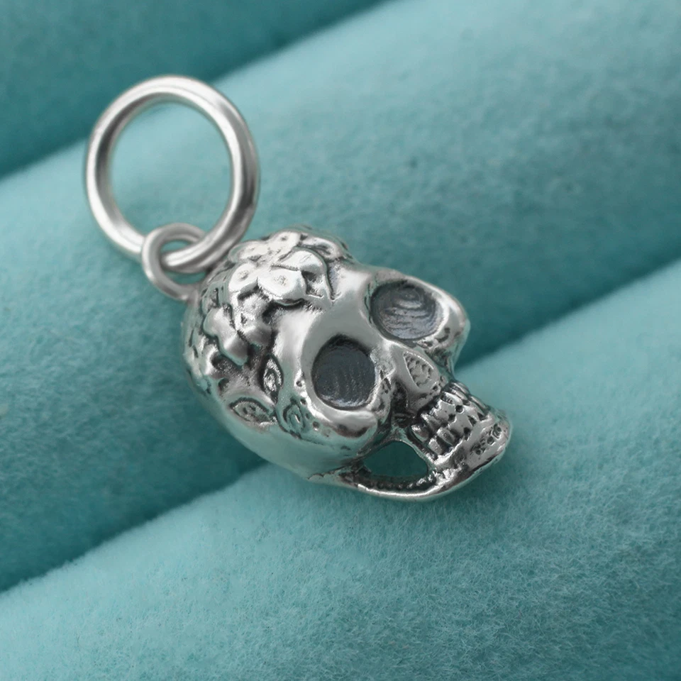 Colgante colgante vintage calavera de azúcar día de los muertos dije en plata de ley 925 Foto 3 de 4