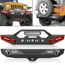 Rear Or Front Bumper For 2007-2018 Jeep Wrangler JK JKU 2/4 Doors W/ LED Lights