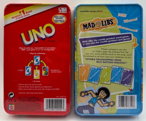Mad Libs Card Game in Tin And Uno Card Game in Tin Factory Sealed NEW! - Picture 4 of 11