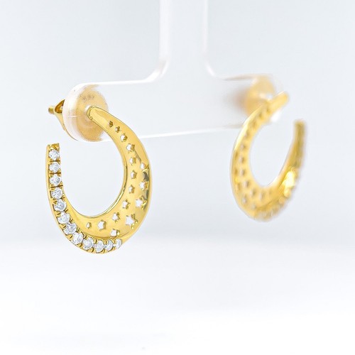 BOUCLES D' OREILLE EN 14 CARATS SERTIES DE 0,46 CARATS DIAMANTS- NEUVES- - Imagen 6 de 6