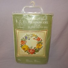 Vintage Permin Model Cross Stitch Kit Danish Design 87 1408 Flowers Cushion