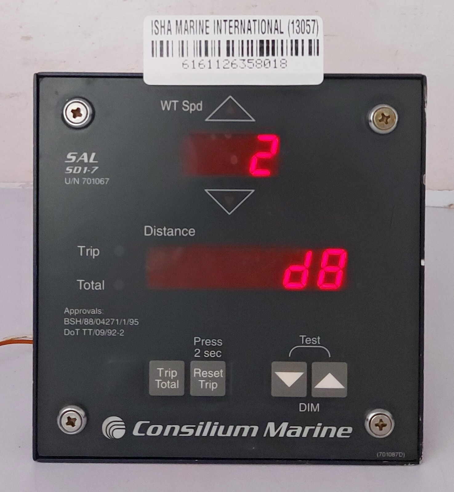 Consilium Marine SAL SD1-7 701067D Speed and Distance Display