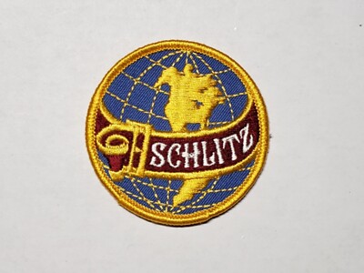 Schlitz Beer globe 1980s vintage sew-on patch 2.75'' round