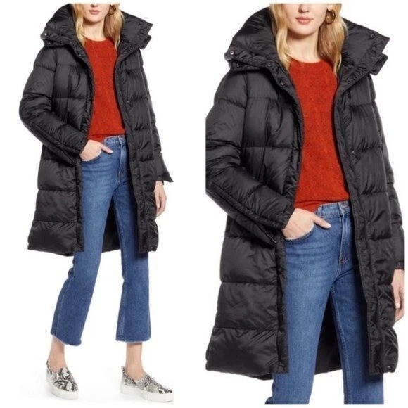 Halogen hooded puffer clearance jacket