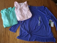 New ZX Platinum Flow Knotted Tie Top Shirt Blue Green Pink Sweater Long Sleeve