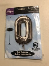 Large Silver Number 0 SuperShape Foil Balloon 24" X 36" - 27984 New Zero