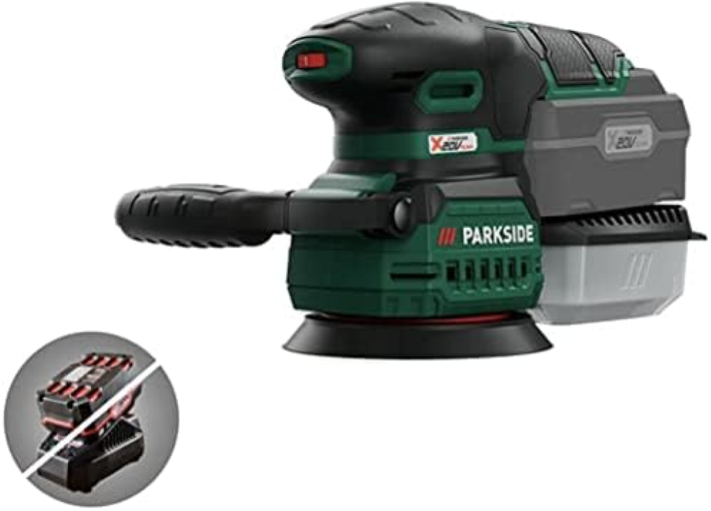 Kompernass Parkside Cordless, Levigatrice orbitale 20 V, Compact Grinder con gui