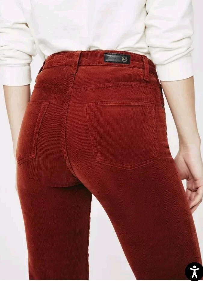 Pantalón de pana AG Adriano Rhett para mujer 27 marrón elástico tiro alto pierna recta (29x27) Foto 2 de 4