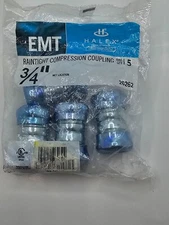(QTY 5) Halex EMT 3/4" Raintight Compression Coupling 26262