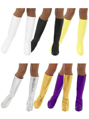 60er 70er PVC Gogo Stiefelabdeckungen kniehoch Damen Kostüm Zubehör