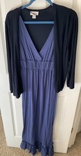 Loft Sweater With Blue Sleeveless V Neck Maxi Dress Womens Size L