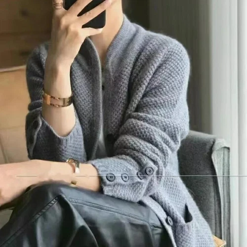 Top de lana de invierno para mujer cárdigan suéter de cachemir manga larga cuello alto suéter - Imagen 16 de 27