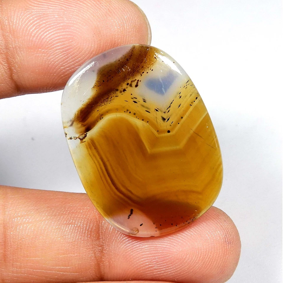 Montana Ágata Pulida Piedras Preciosas Cojín Forma Cabujón Natural Suelto 26Cts #9925 Foto 3 de 4